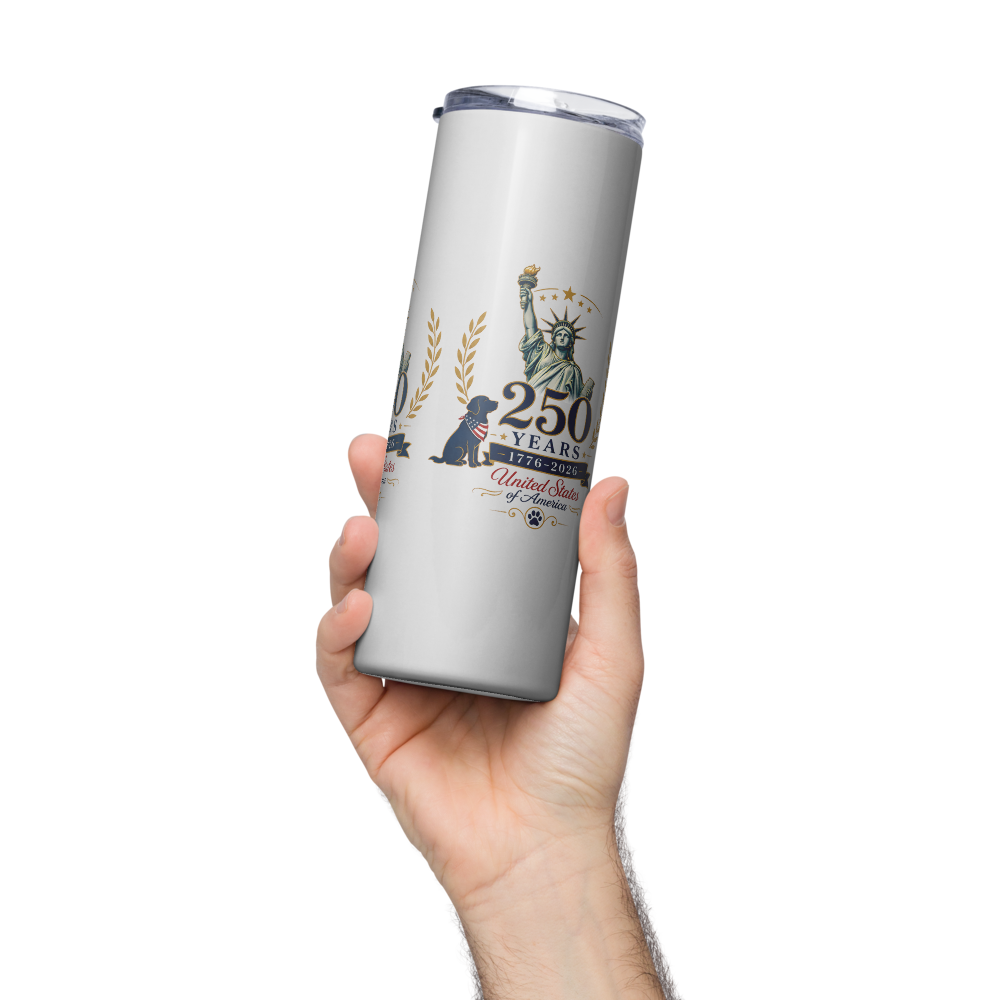250 Years USA Stainless Steel Tumbler – White 20 oz – Statue of Liberty Design