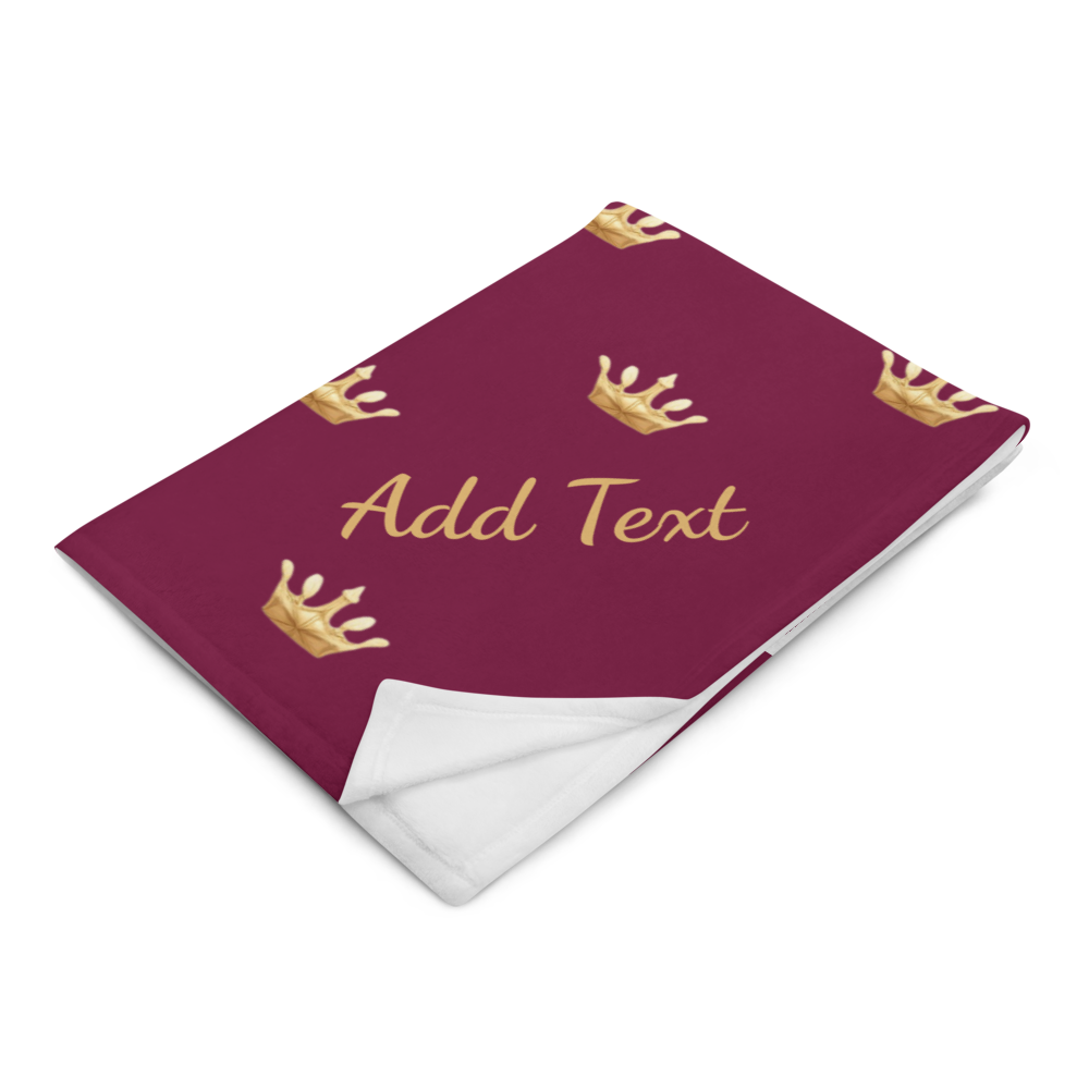 Personalized Pet Blanket – Burgundy, Crown Design, 30” X 40”