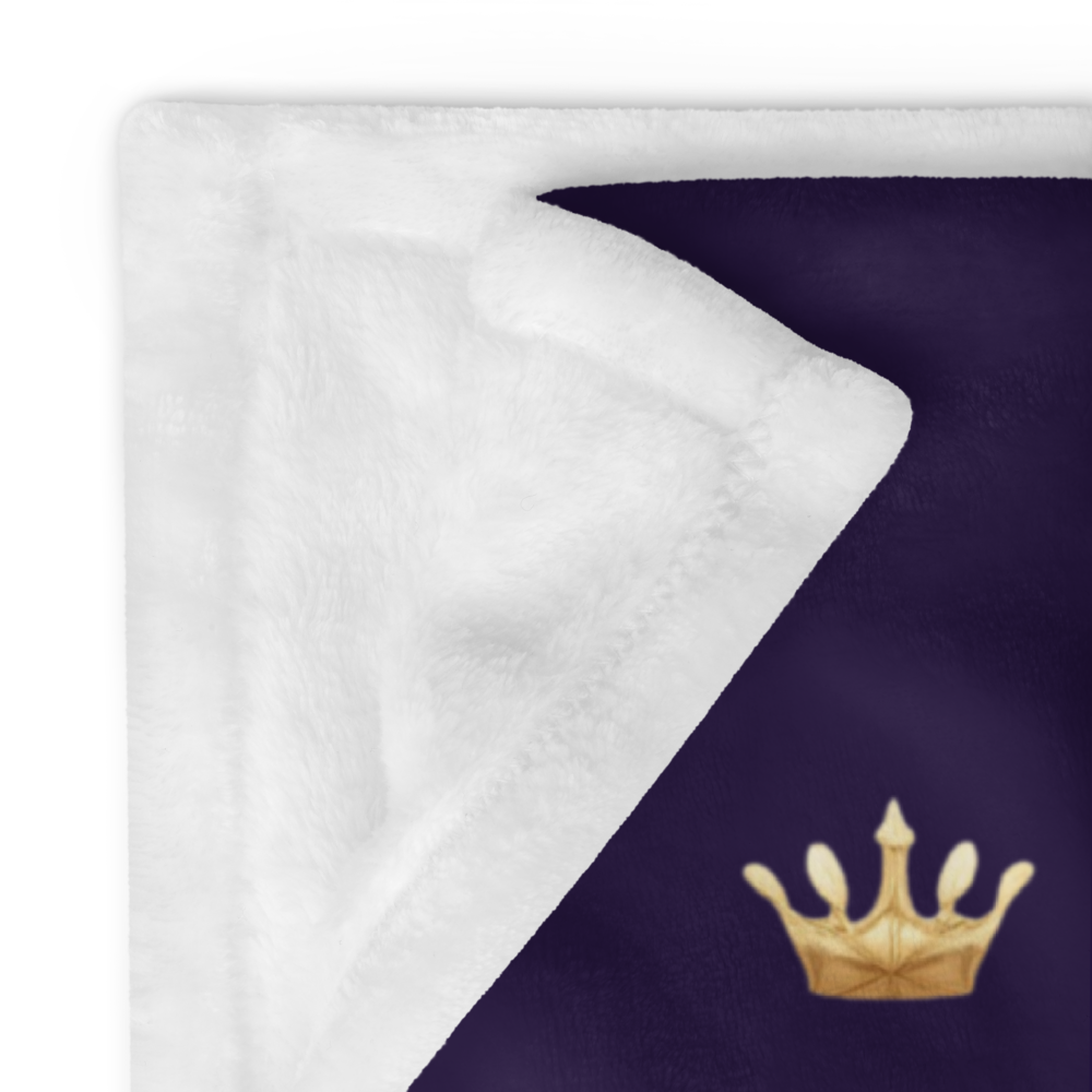Deep Blue fabric with a gold crown emblem and white border