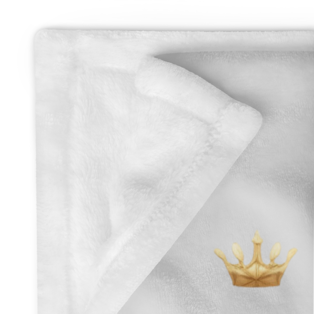 Blanket a gold crown emblem on a white background
