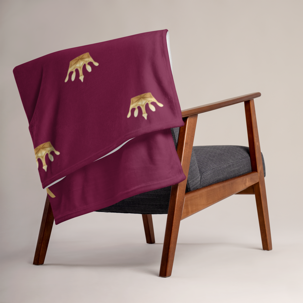 Personalized Pet Blanket 50” X 60” – Burgundy, Crown Design