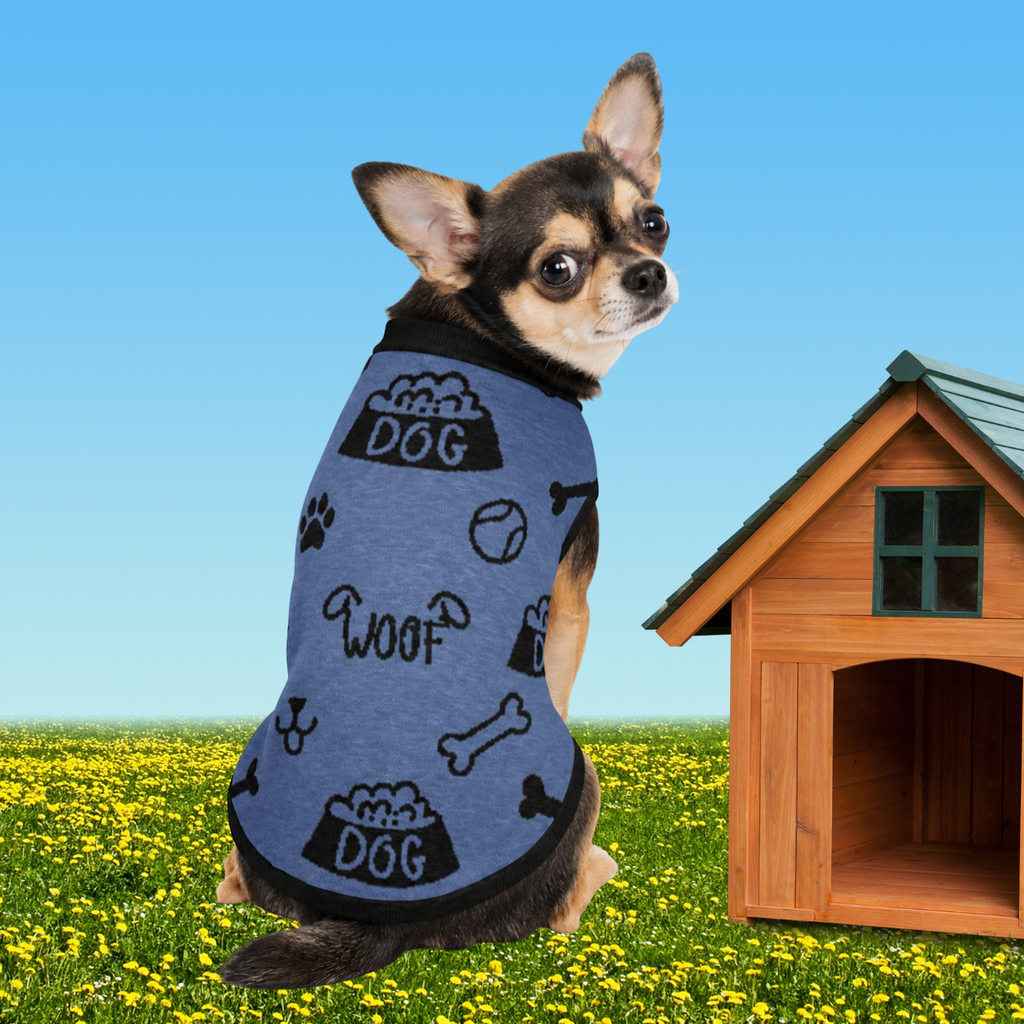 Uncommon Classic Luxe Icon Pattern -Personalized Dog Sweater Blue & Black 2xs - 2xl