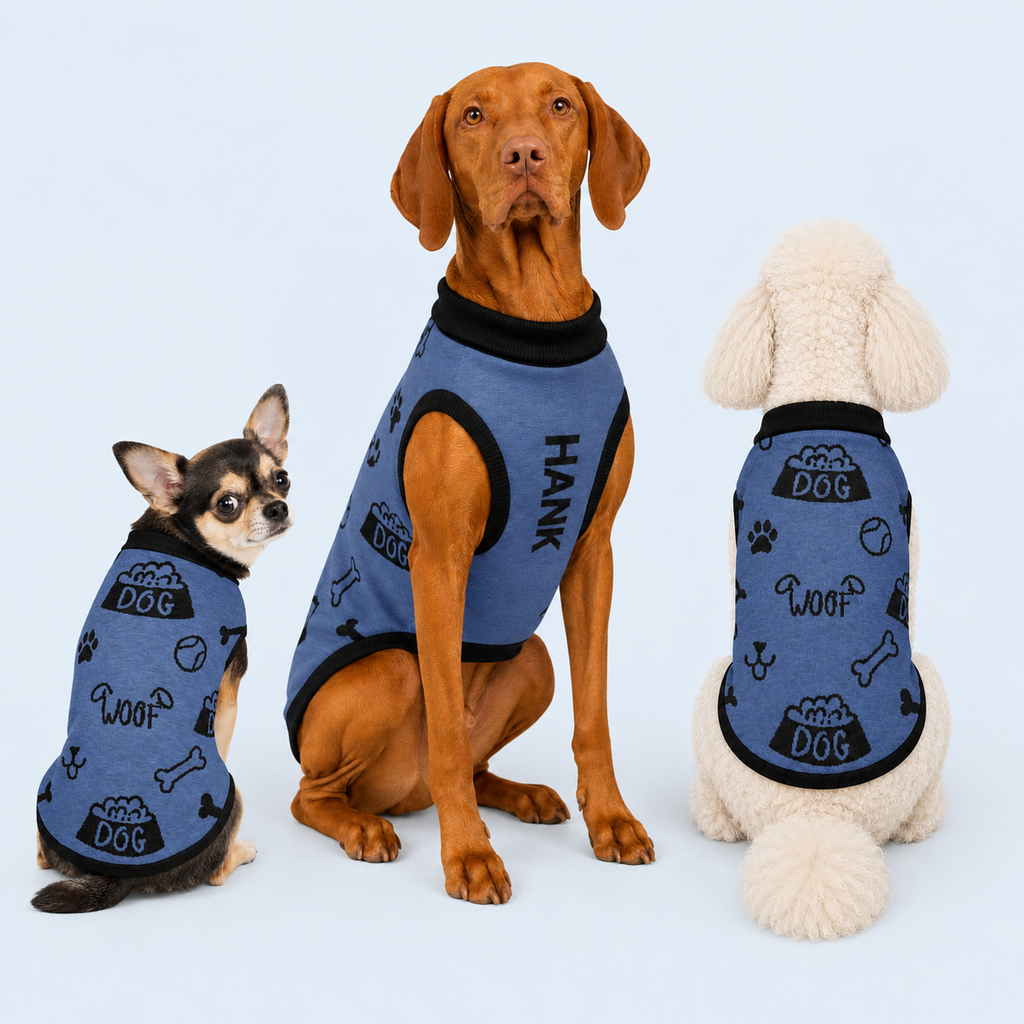 Uncommon Classic Luxe Icon Pattern -Personalized Dog Sweater Blue & Black 2xs - 2xl