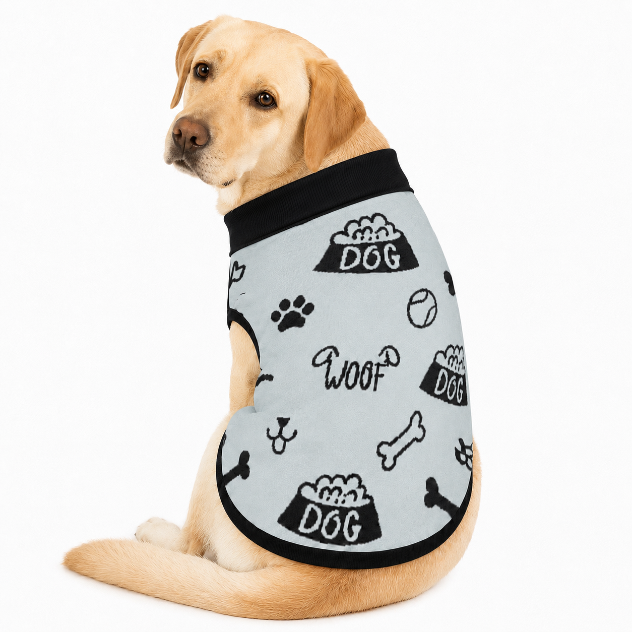Unique Stylish Dog Sweater Powder and  Black Close Up Luxe Icon Pattern, 2XL.