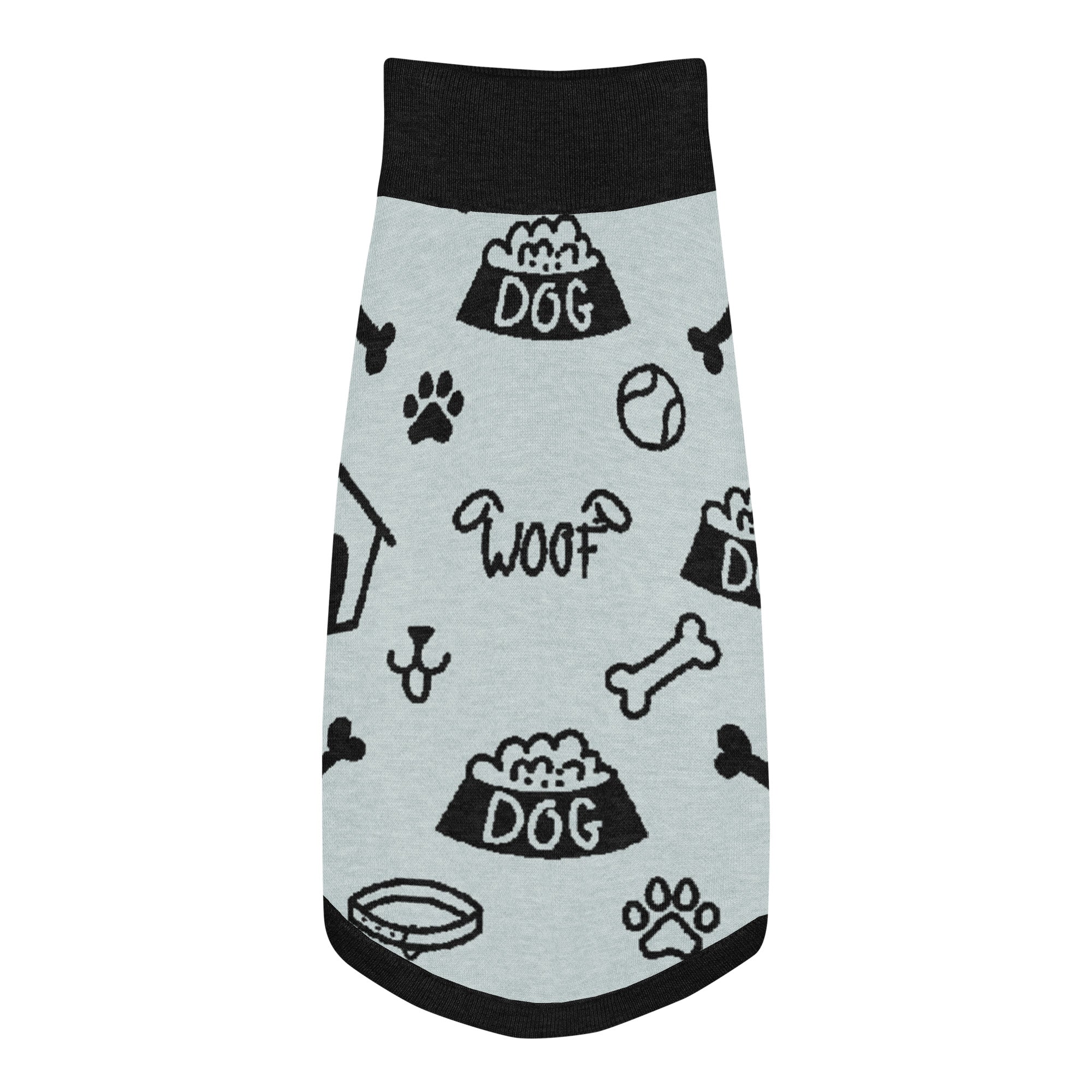 Premium Personalized Knit Dog Sweater Powder and Black Back two extra large. 
