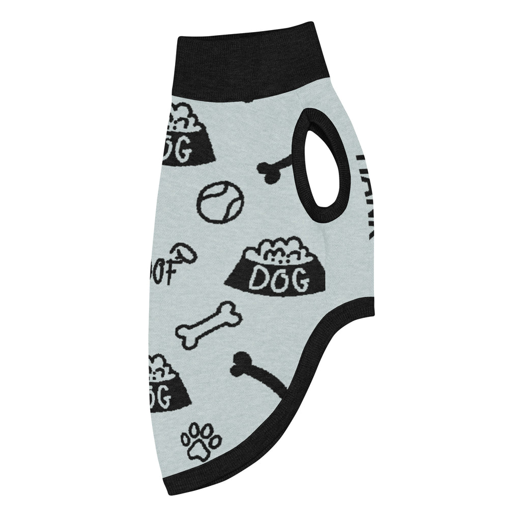 Unique Custom Dog Sweater Powder and Black Side rightView Luxe Icon Pattern, 2XL.