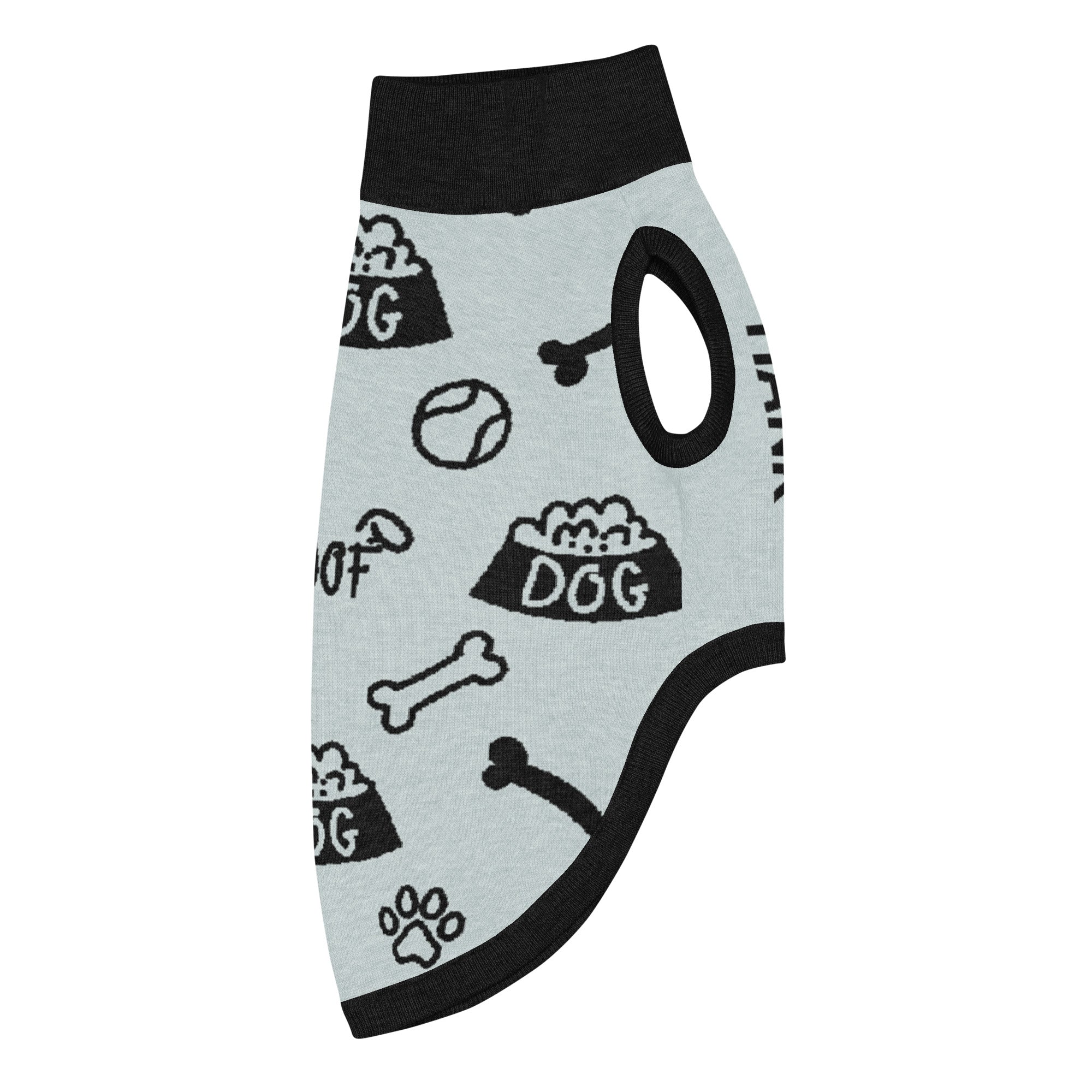 Unique Custom Dog Sweater Powder and Black Side rightView Luxe Icon Pattern, 2XL.