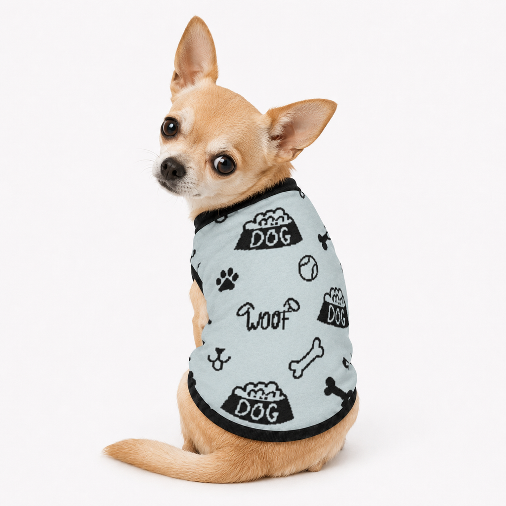 Chihuahua Wearing Unique Personalized Dog Sweater Powder & Black, back 2XS Uncommon Classic Luxe Icon Pattern