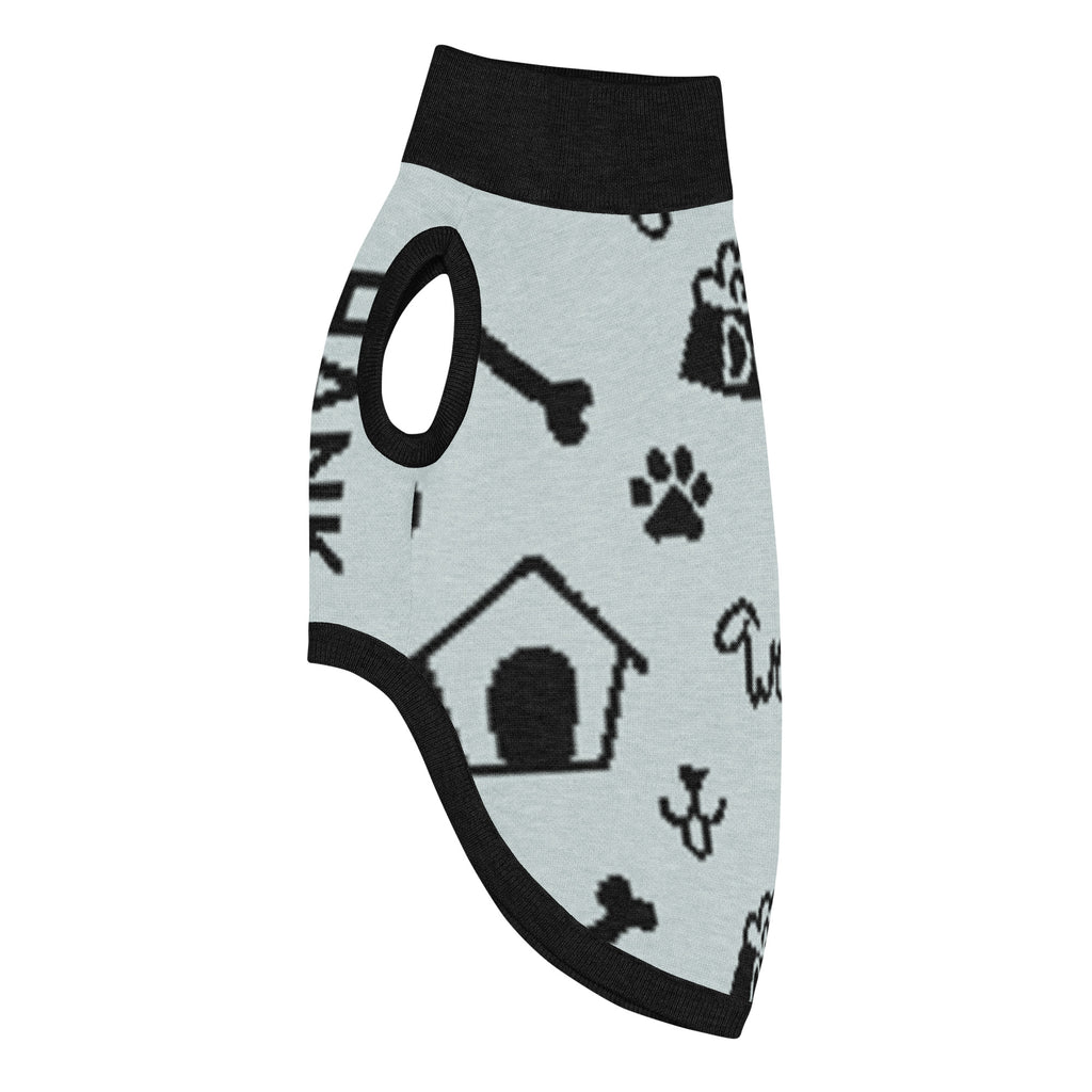 Unique Custom Dog Sweater Powder and Black Side left View Luxe Icon Pattern 2XS.
