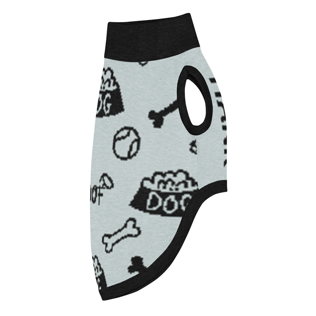 Unique Custom Dog Sweater Powder and Black right Side View Luxe Icon Pattern