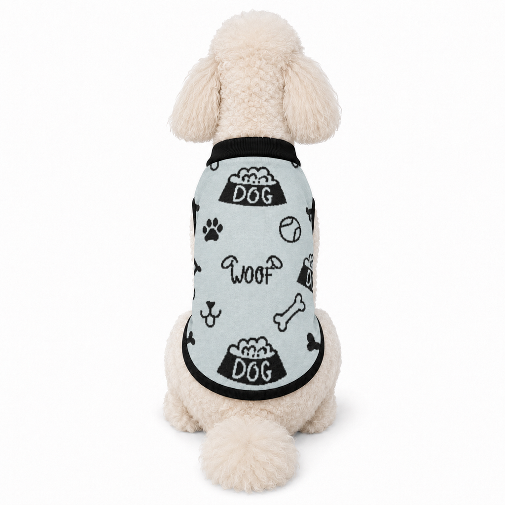 Unique Stylish Dog Sweater Powder and  Black Close Up Luxe Icon Pattern, large.