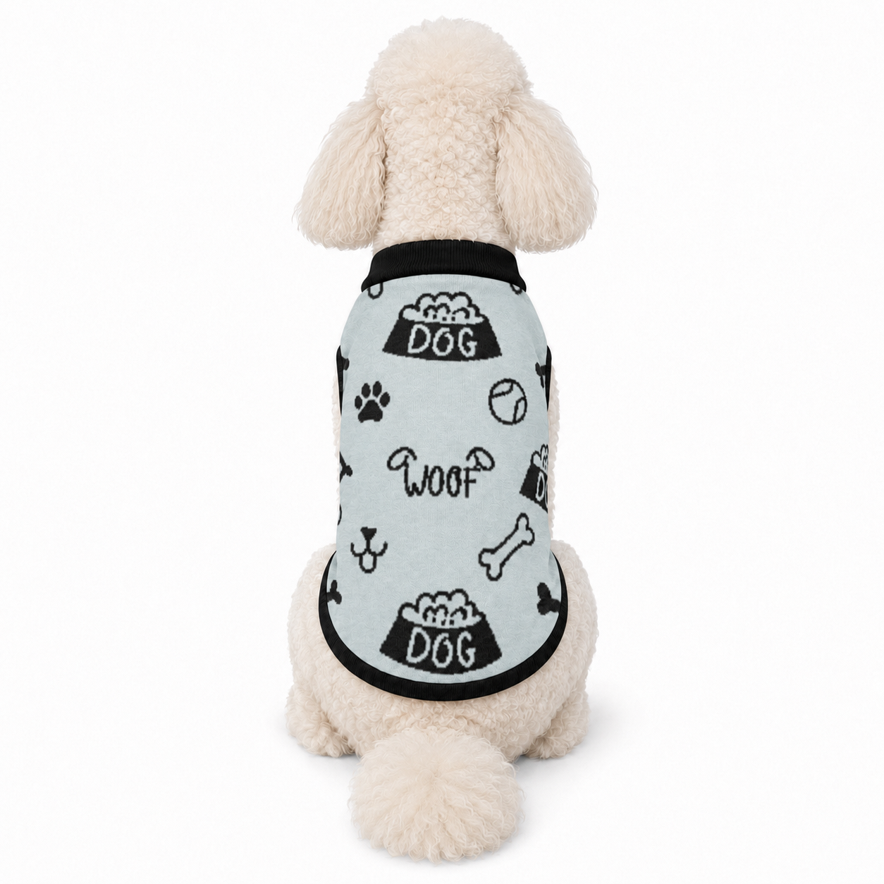 Unique Stylish Dog Sweater Powder and  Black Close Up Luxe Icon Pattern, large.