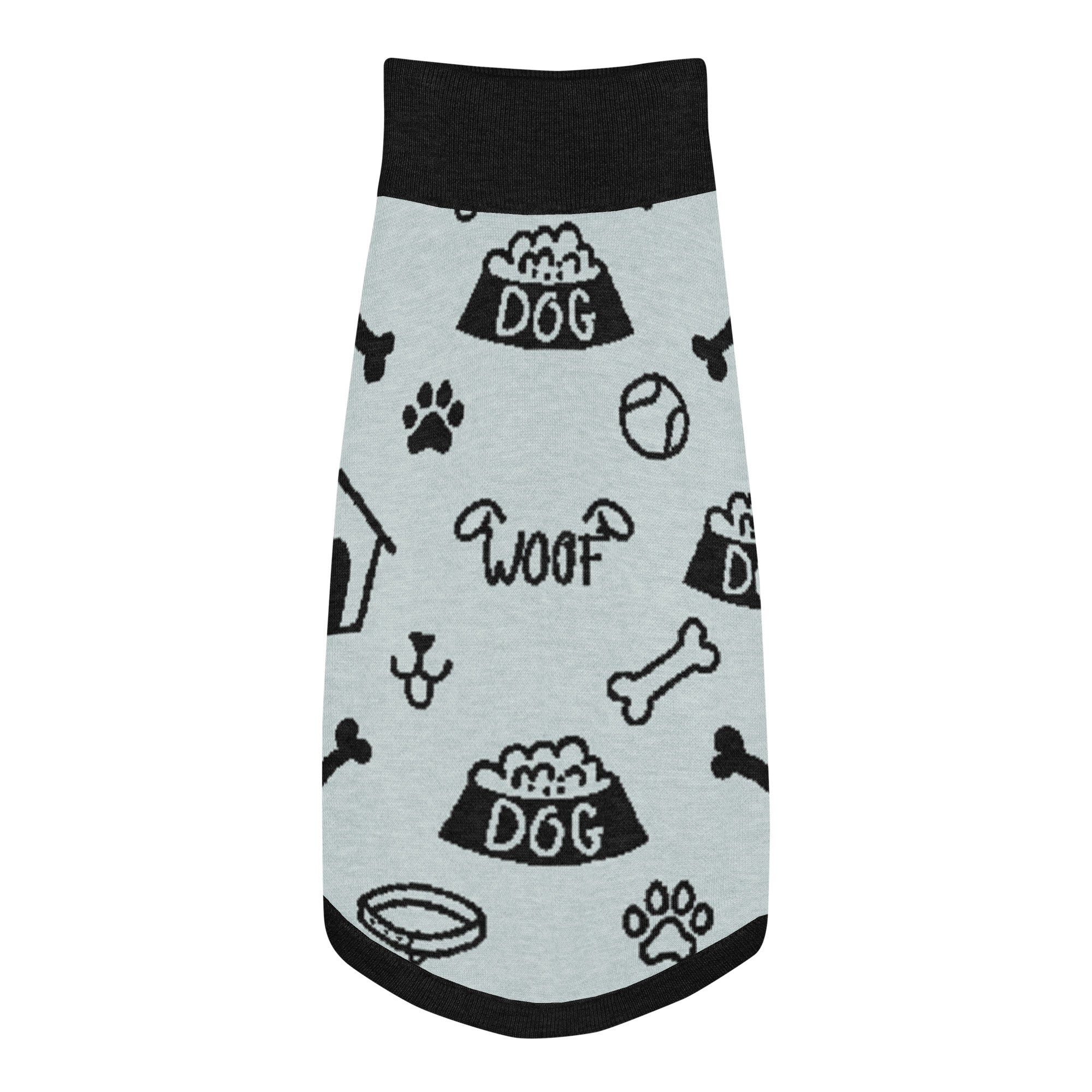 Premium Personalized Knit Dog Sweater Powder and Black Back Large.