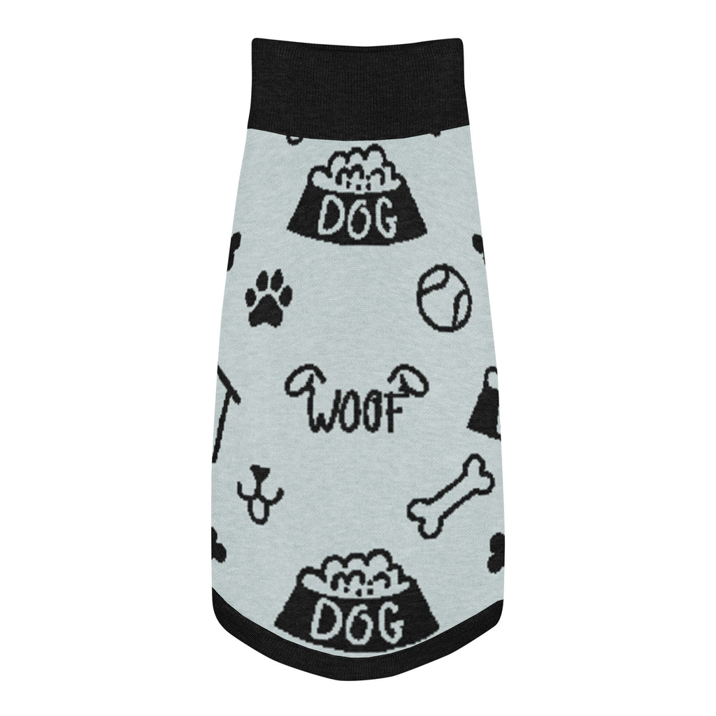 Premium Personalized Knit Dog Sweater Powder and Black Back Medium.