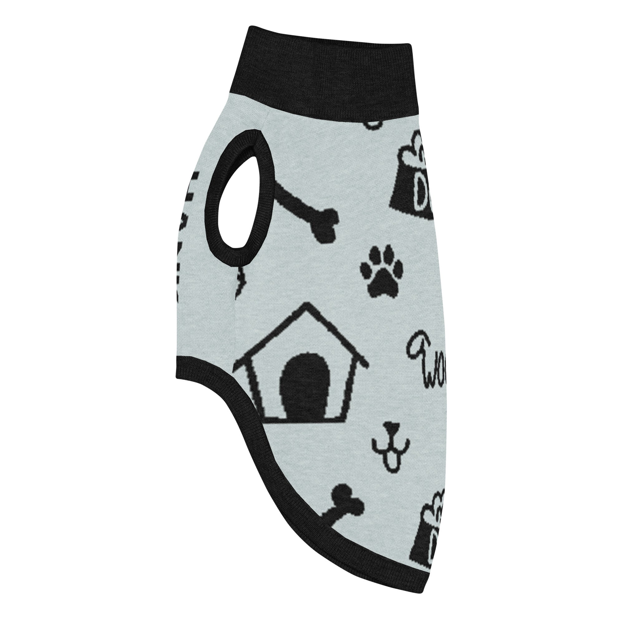 Unique Custom Dog Sweater Powder and Black Side left View Luxe Icon Pattern, medium.
