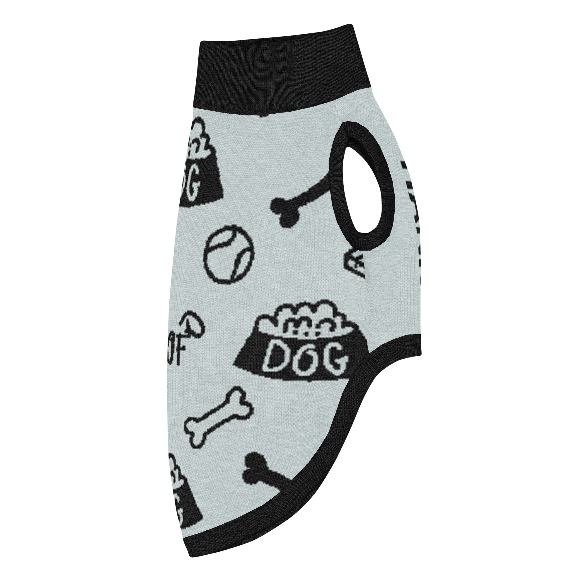 Unique Custom Dog Sweater Powder and Black Side right View Luxe Icon Pattern, medium