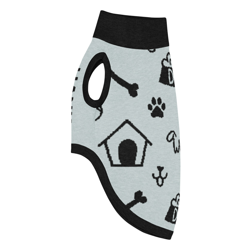 Unique Custom Dog Sweater Powder and Black Side left View Luxe Icon Pattern, small.