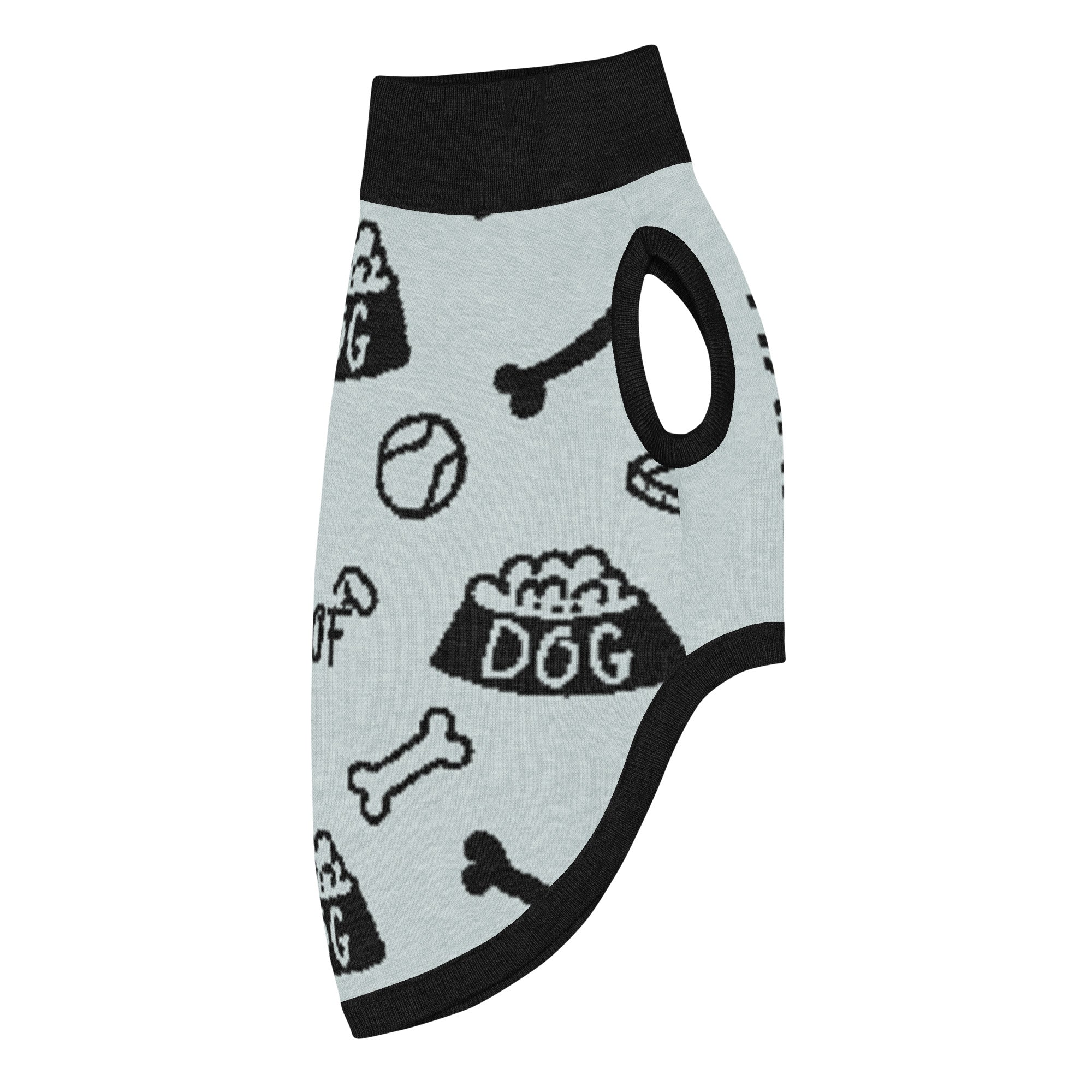 Unique Custom Dog Sweater Powder and Black Side right View Luxe Icon Pattern, small.