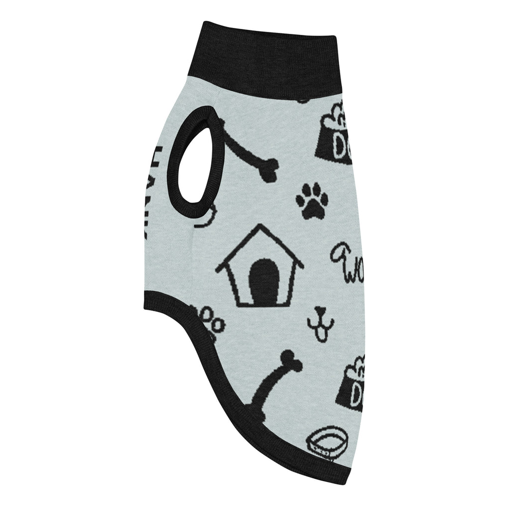 Unique Custom Dog Sweater Powder and Black Side left View Luxe Icon Pattern, XL