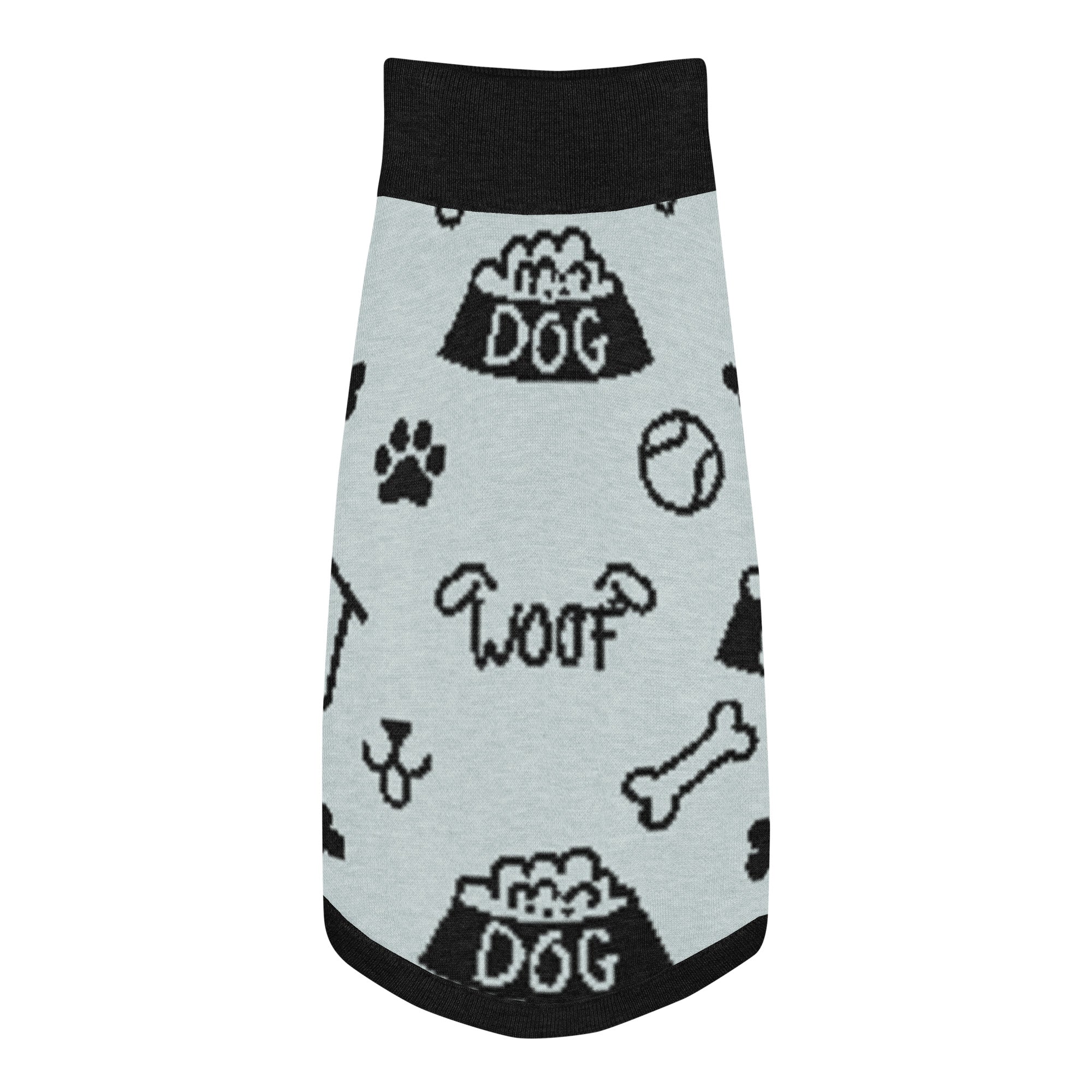 Premium Personalized Knit Dog Sweater Powder and Black Back XS.