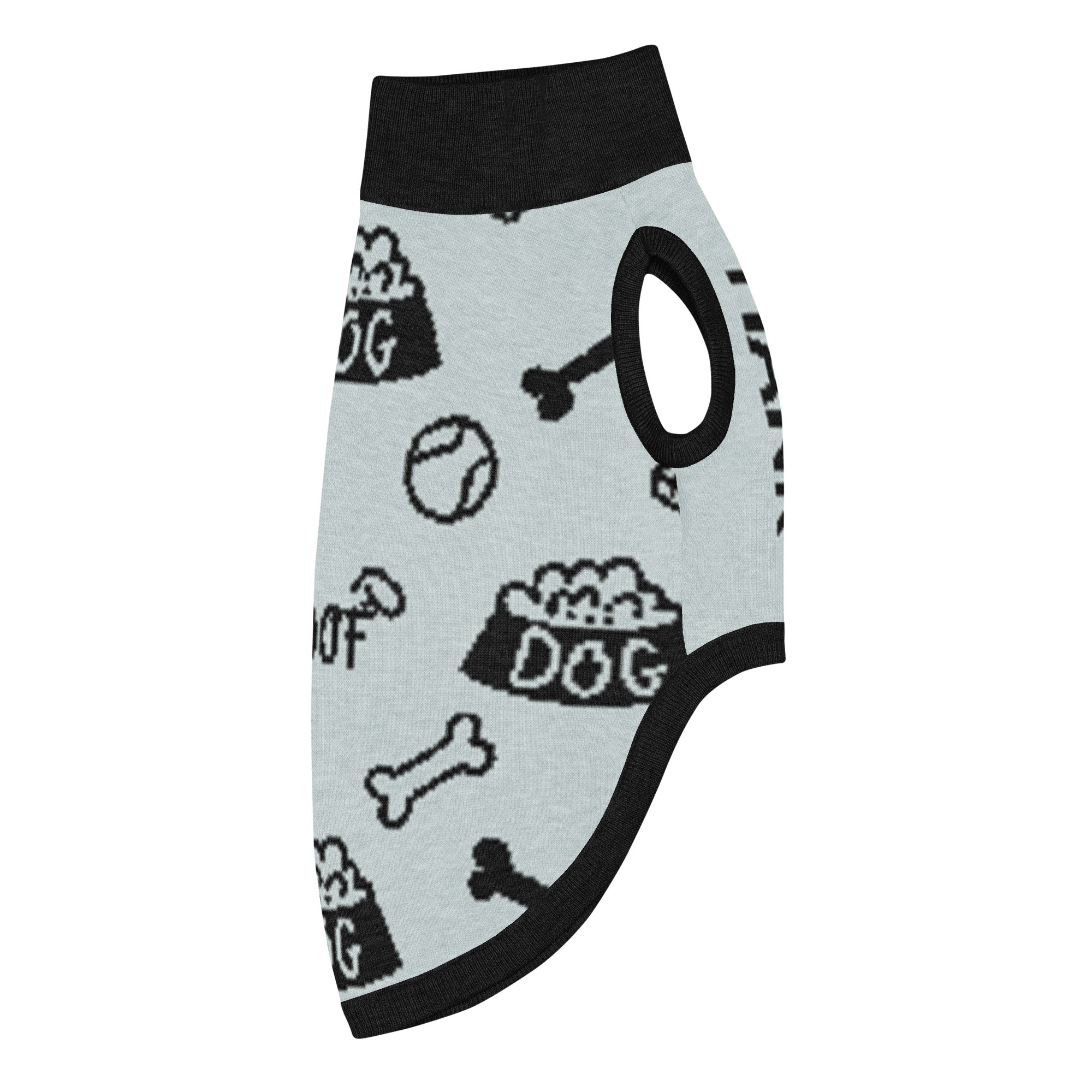 Unique Custom Dog Sweater Powder and Black Side Right View Luxe Icon Pattern