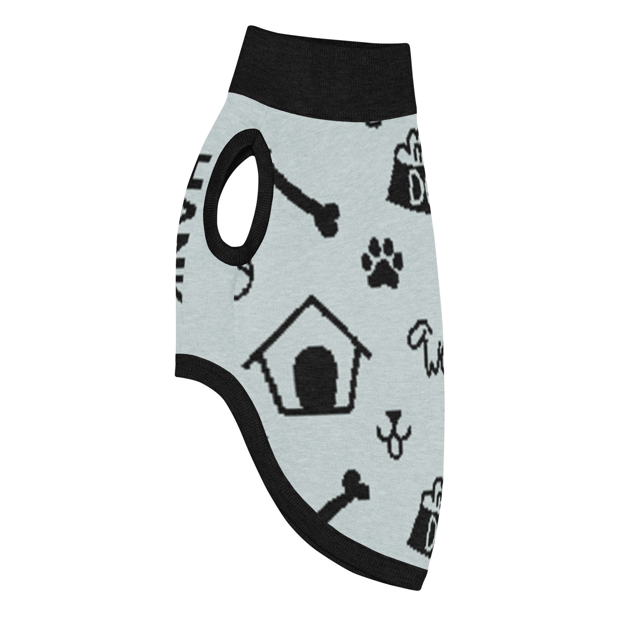 Unique Custom Dog Sweater Powder and Black Side left View Luxe Icon Pattern