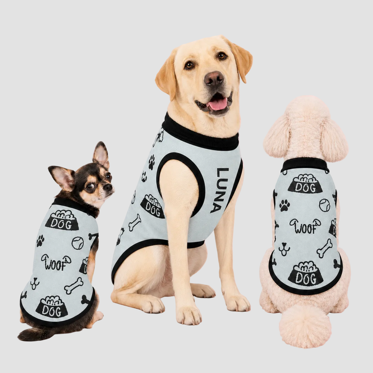 Uncommon Classic Luxe Icon
Pattern -Personalized Dog
Sweater Powder & Black 2xs - 2XI