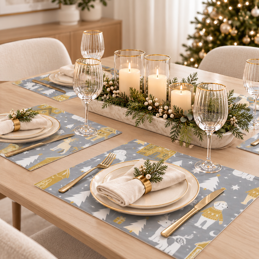 A very Canine Christmas | Winter Village Placemat Set of 4